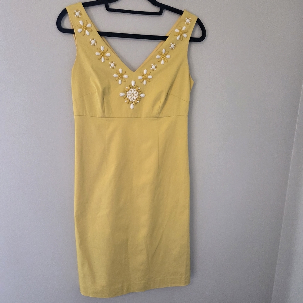 Boden Yellow Beaded Sheath Dress